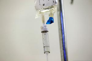 In this May 25, 2017 file photo, chemotherapy drugs are administered to a patient at a hospital in Chapel Hill, N.C.